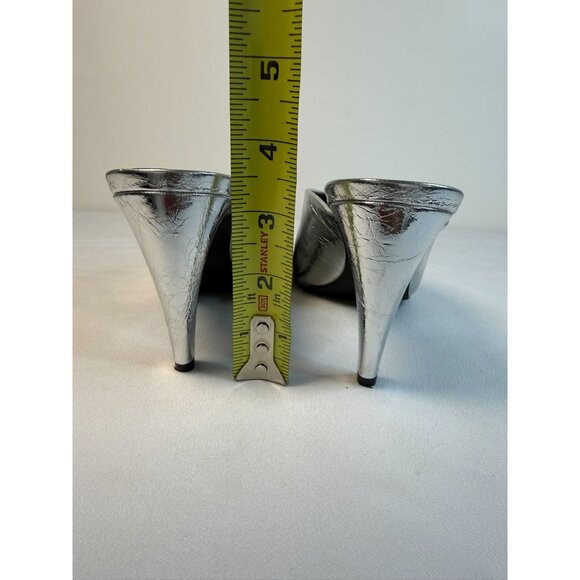 Vince Camuto Bridget Women's Size 5 Mule SIlver Leather High Heel Pointed Classy - Picture 9 of 11